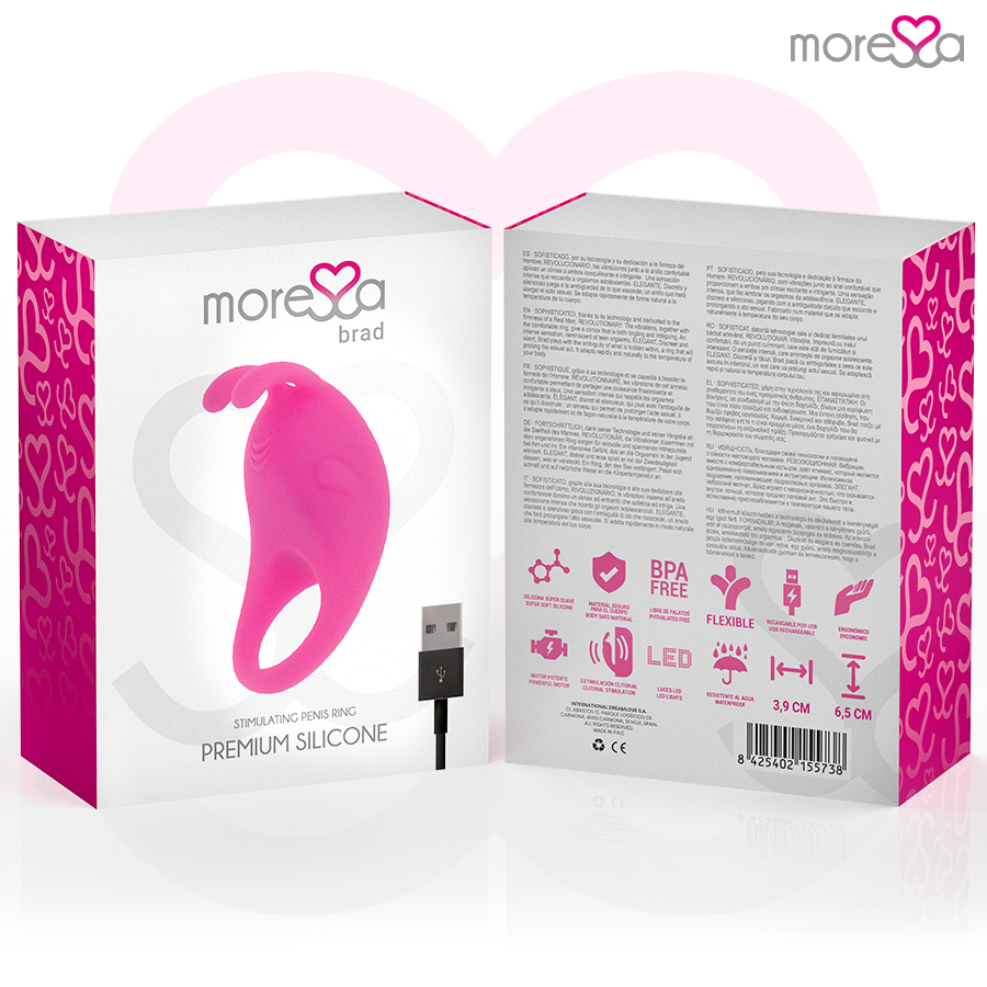 MORESSA - BRAD PREMIUM SILICONE RICARICABILE ROSA – Cockring con vibrazione – foto 7