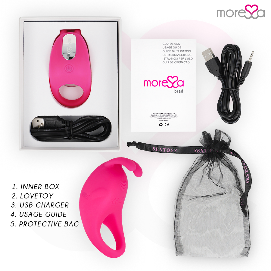 MORESSA - BRAD PREMIUM SILICONE RICARICABILE ROSA – Cockring con vibrazione – foto 6