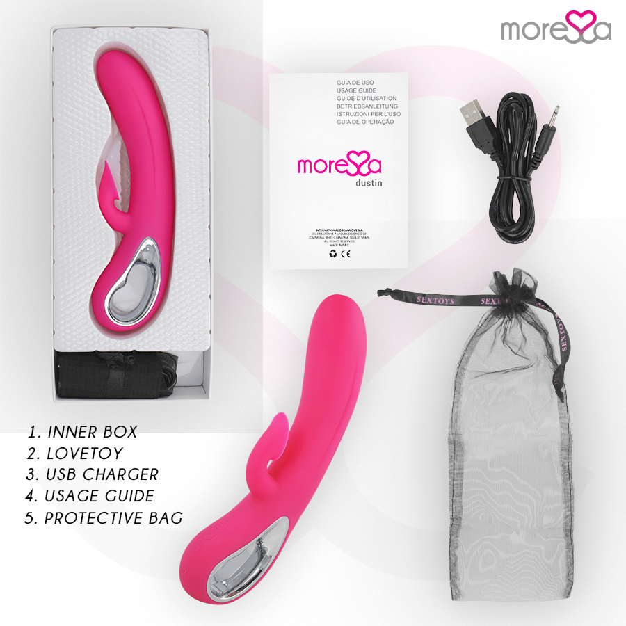 MORESSA - DUSTIN ASPIRAZIONE CLITORIDEA E VIBRAZIONE POTENTE SILICONE PREMIUM RICARICABILE – Vibratori di coniglio – foto 6