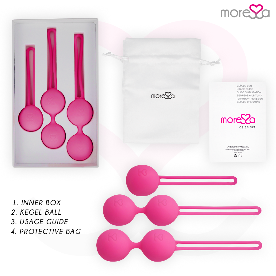 MORESSA - SET OSIAN PREMIUM SILICONE ROSA (Osian One - 51 g | Osian Two - 101 g | Osian Three 85 g) – Sfere di silicone – foto 6
