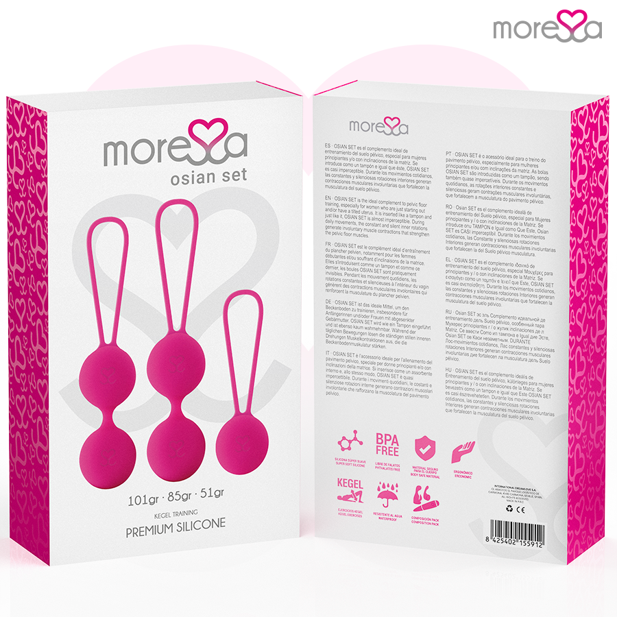 MORESSA - SET OSIAN PREMIUM SILICONE ROSA (Osian One - 51 g | Osian Two - 101 g | Osian Three 85 g) – Sfere di silicone – foto 7
