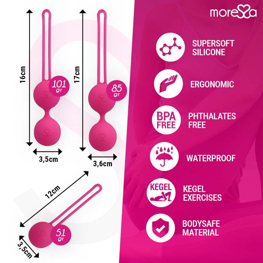 MORESSA - SET OSIAN PREMIUM SILICONE ROSA (Osian One - 51 g | Osian Two - 101 g | Osian Three 85 g) – Sfere di silicone – foto 4