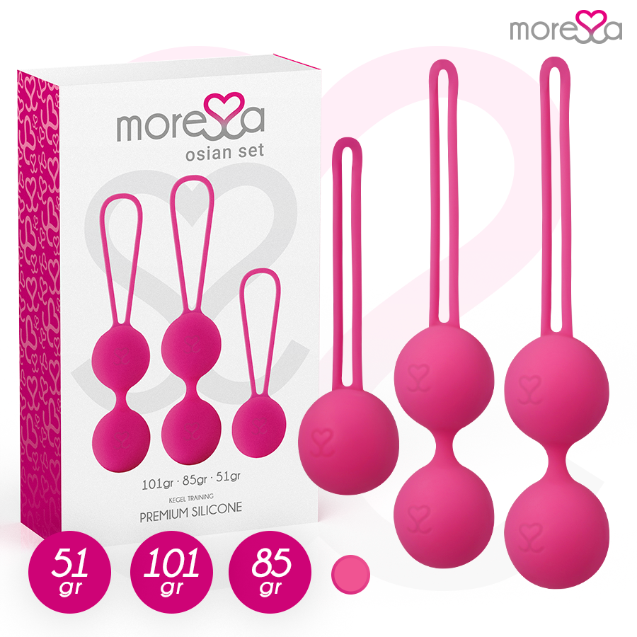 MORESSA - SET OSIAN PREMIUM SILICONE ROSA (Osian One - 51 g | Osian Two - 101 g | Osian Three 85 g) – Sfere di silicone – foto 2