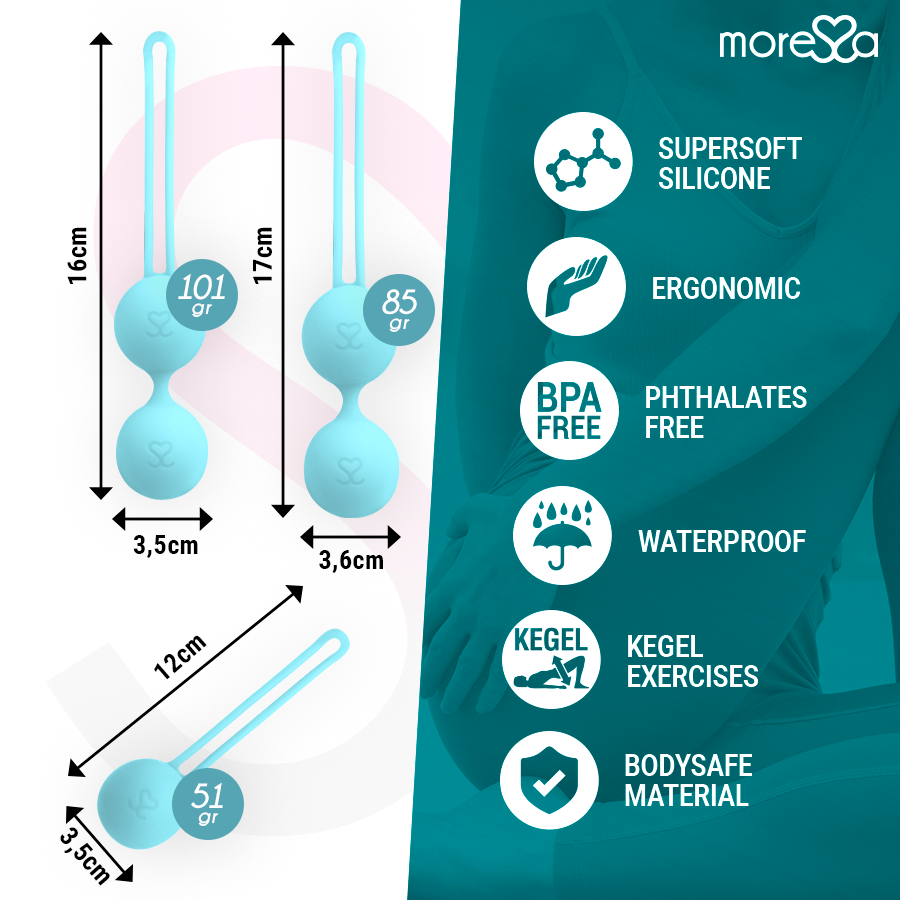 MORESSA - SET OSIAN PREMIUM IN SILICONE TURCHESE – Sfere di silicone – foto 4