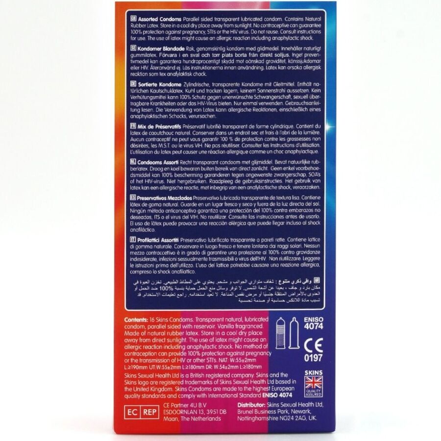 SKINS - CONFEZIONE ASSORTITA DI PREMIUM CONSERVANTI 16 PEZZI – Tutte le dimensioni della scatola – foto 4