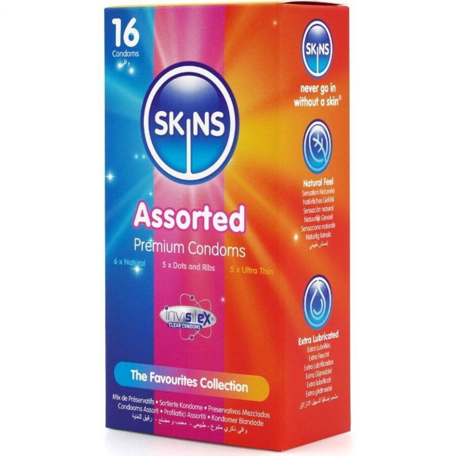 SKINS - CONFEZIONE ASSORTITA DI PREMIUM CONSERVANTI 16 PEZZI – Tutte le dimensioni della scatola – foto 2