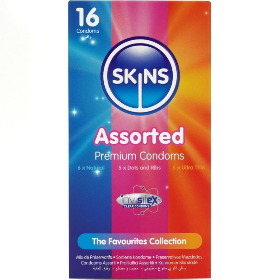 SKINS - CONFEZIONE ASSORTITA DI PREMIUM CONSERVANTI 16 PEZZI – Tutte le dimensioni della scatola