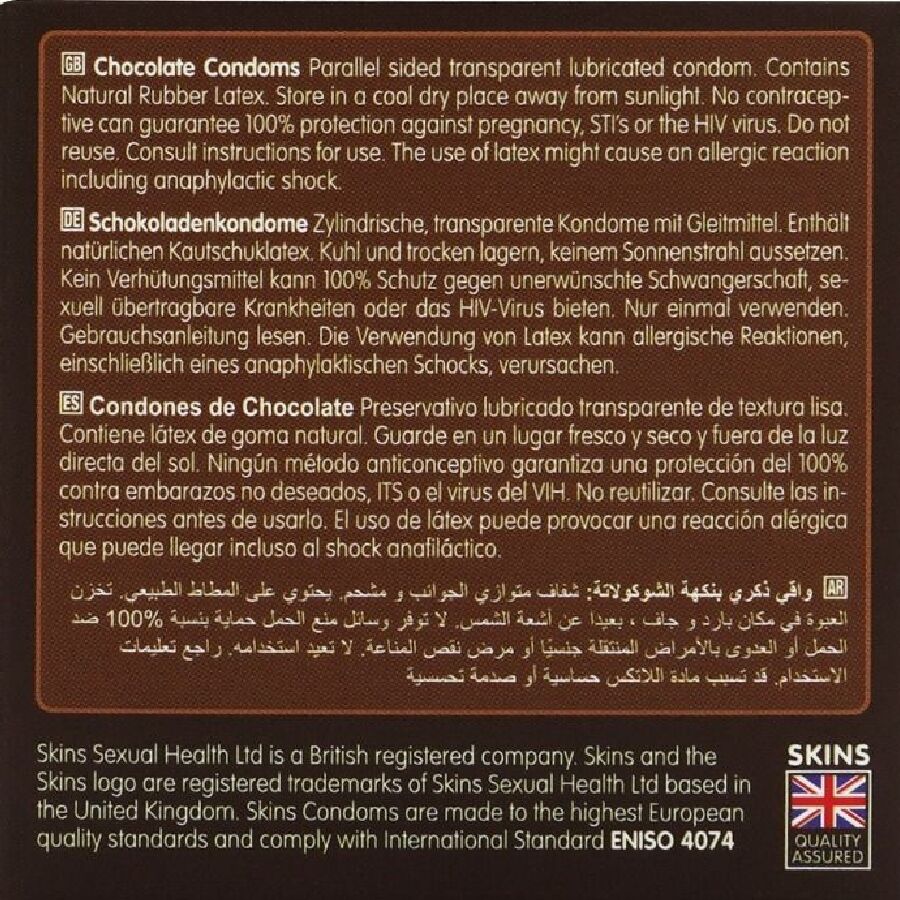 SKINS - PRESERVATIVI PREMIUM AL CIOCCOLATO CONFEZIONE DA 4 – Profumo – foto 4
