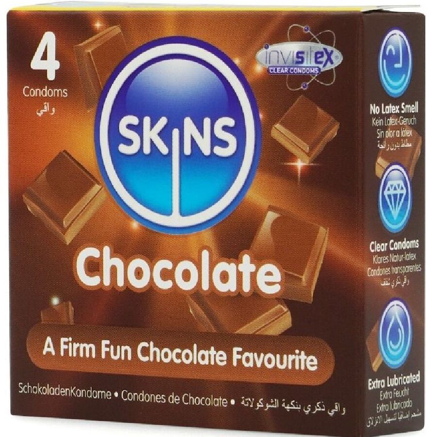 SKINS - PRESERVATIVI PREMIUM AL CIOCCOLATO CONFEZIONE DA 4 – Profumo – foto 2