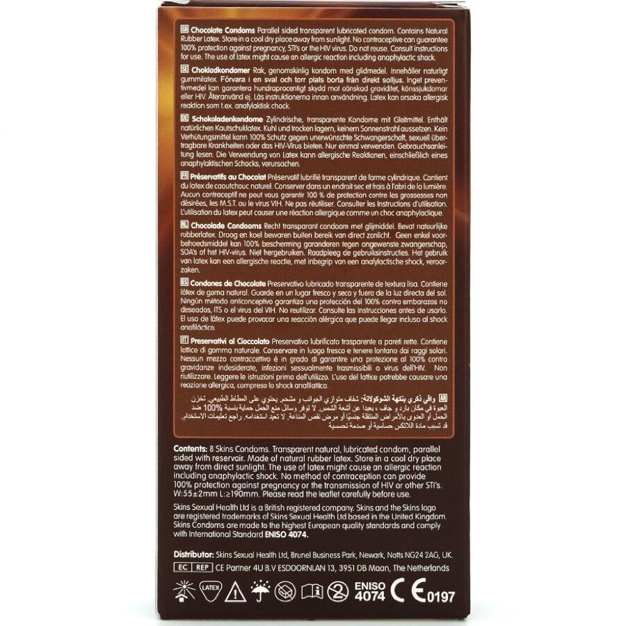 SKINS - PRESERVATIVI PREMIUM AL CIOCCOLATO CONFEZIONE DA 8 – Profumo – foto 4