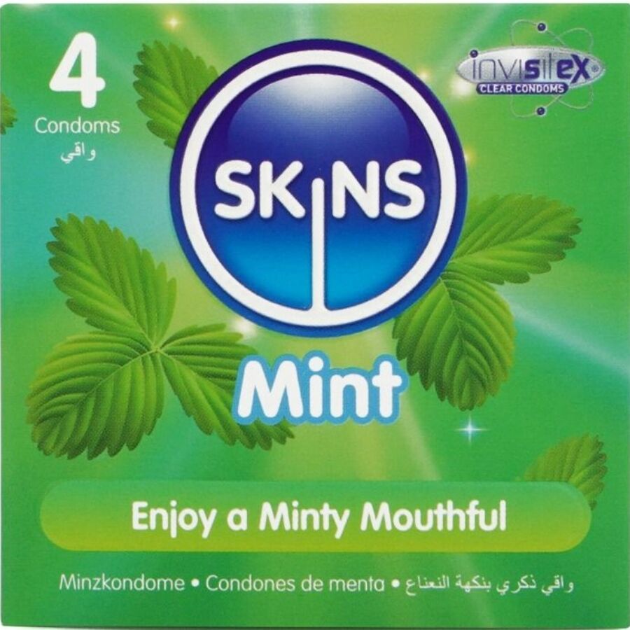 SKINS - PRESERVATIVI PREMIUM ALLA MENTA CONFEZIONE DA 4 – Profumo