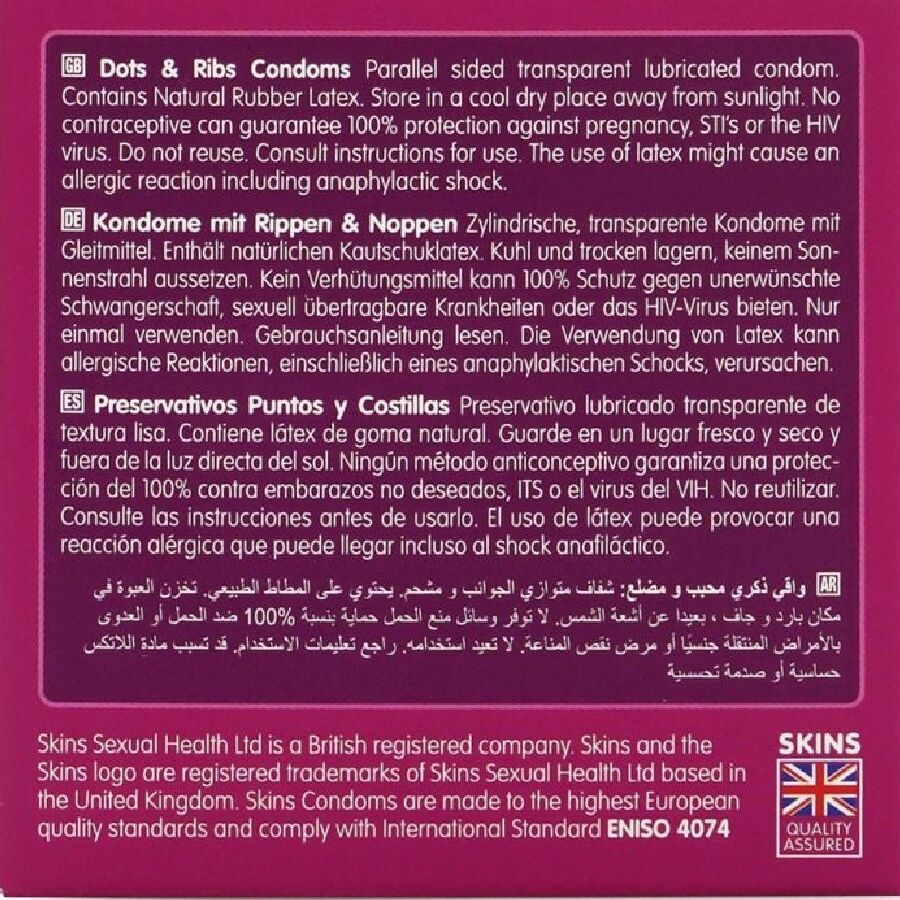 SKINS - DOTS & RIBS PREMIUM CONDOMS CONFEZIONE DA 4 – Punti e smagliature – foto 4
