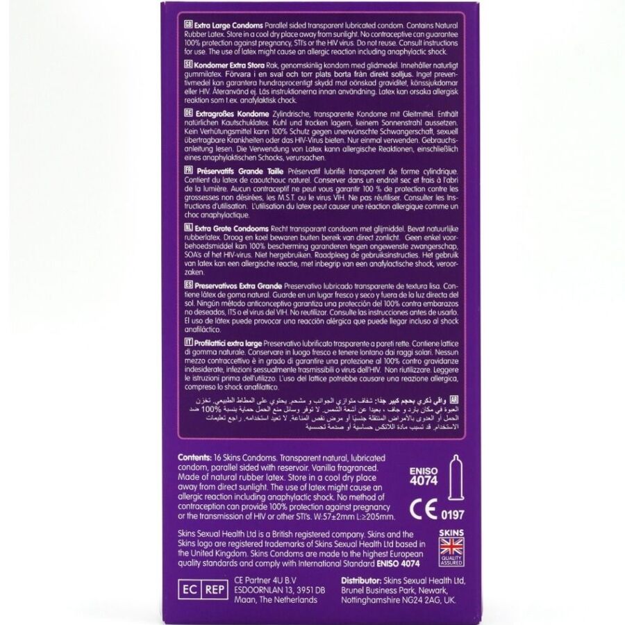 SKINS - PRESERVATIVI EXTRA LARGE PREMIUM CONFEZIONE DA 16 – Taglia XL (grande) – foto 4
