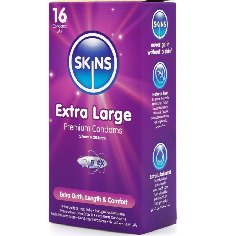 SKINS - PRESERVATIVI EXTRA LARGE PREMIUM CONFEZIONE DA 16 – Taglia XL (grande) – foto 2