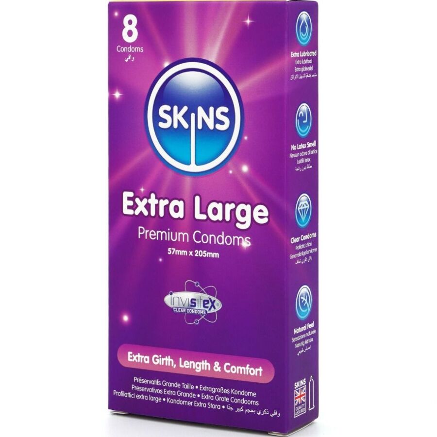 SKINS - PRESERVATIVI EXTRA LARGE PREMIUM CONFEZIONE DA 8 – Taglia XL (grande) – foto 2