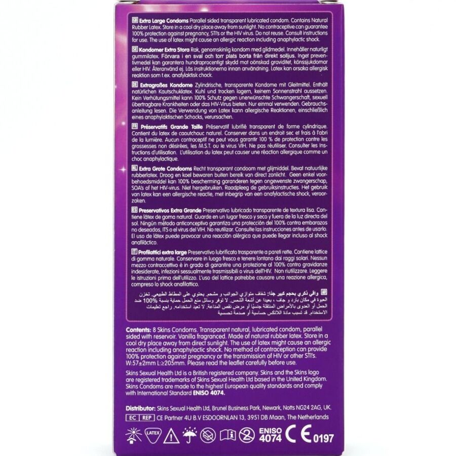SKINS - PRESERVATIVI EXTRA LARGE PREMIUM CONFEZIONE DA 8 – Taglia XL (grande) – foto 4