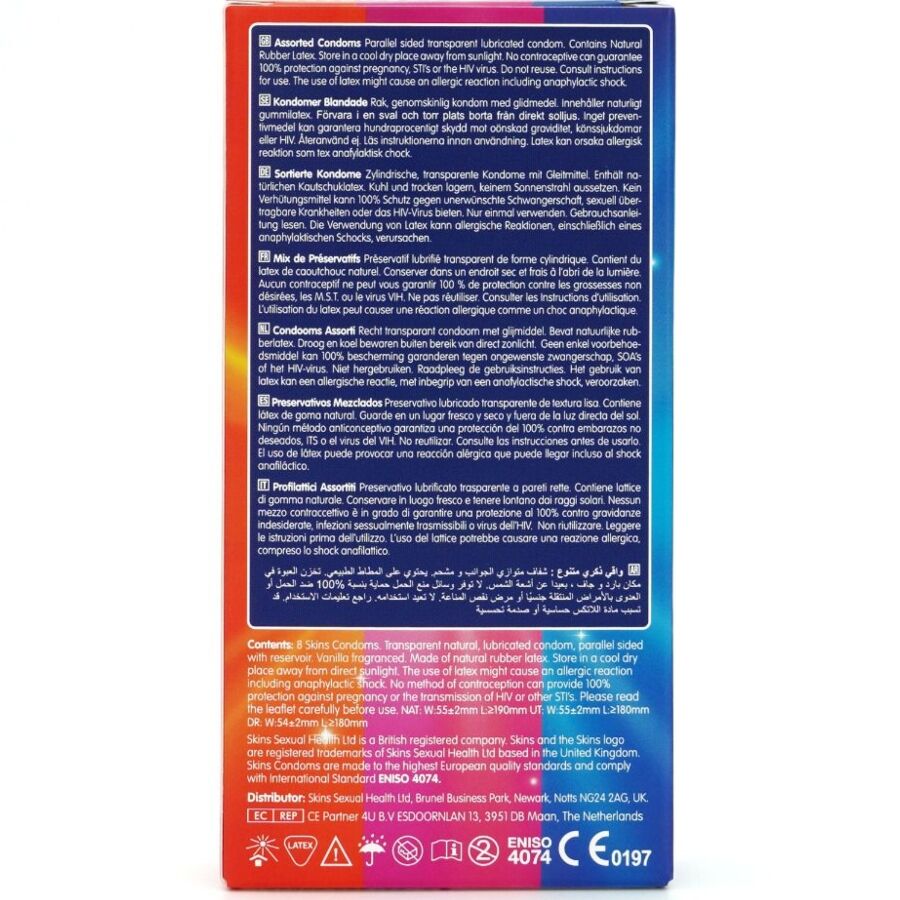 SKINS - CONFEZIONE ASSORTITA DI 8 PRESERVATIVI PREMIUM – Tutte le dimensioni della scatola – foto 4