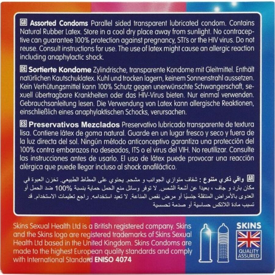 SKINS - CONFEZIONE DA 4 PRESERVATIVI ASSORTITI PREMIUM – Tutte le dimensioni della scatola – foto 4