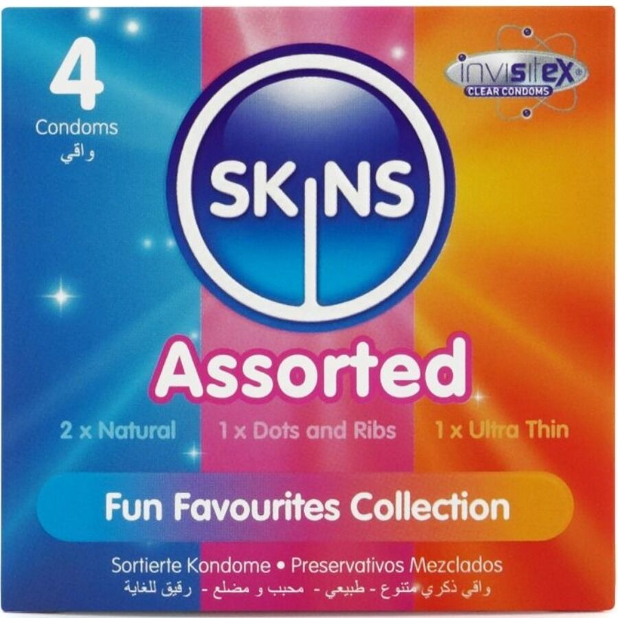 SKINS - CONFEZIONE DA 4 PRESERVATIVI ASSORTITI PREMIUM – Tutte le dimensioni della scatola