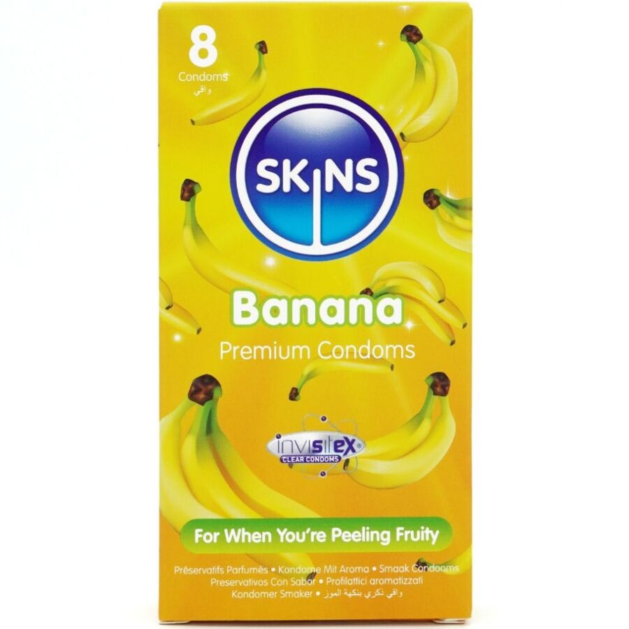 SKINS - PRESERVATIVI BANANA PREMIUM CONFEZIONE DA 8 – Profumo
