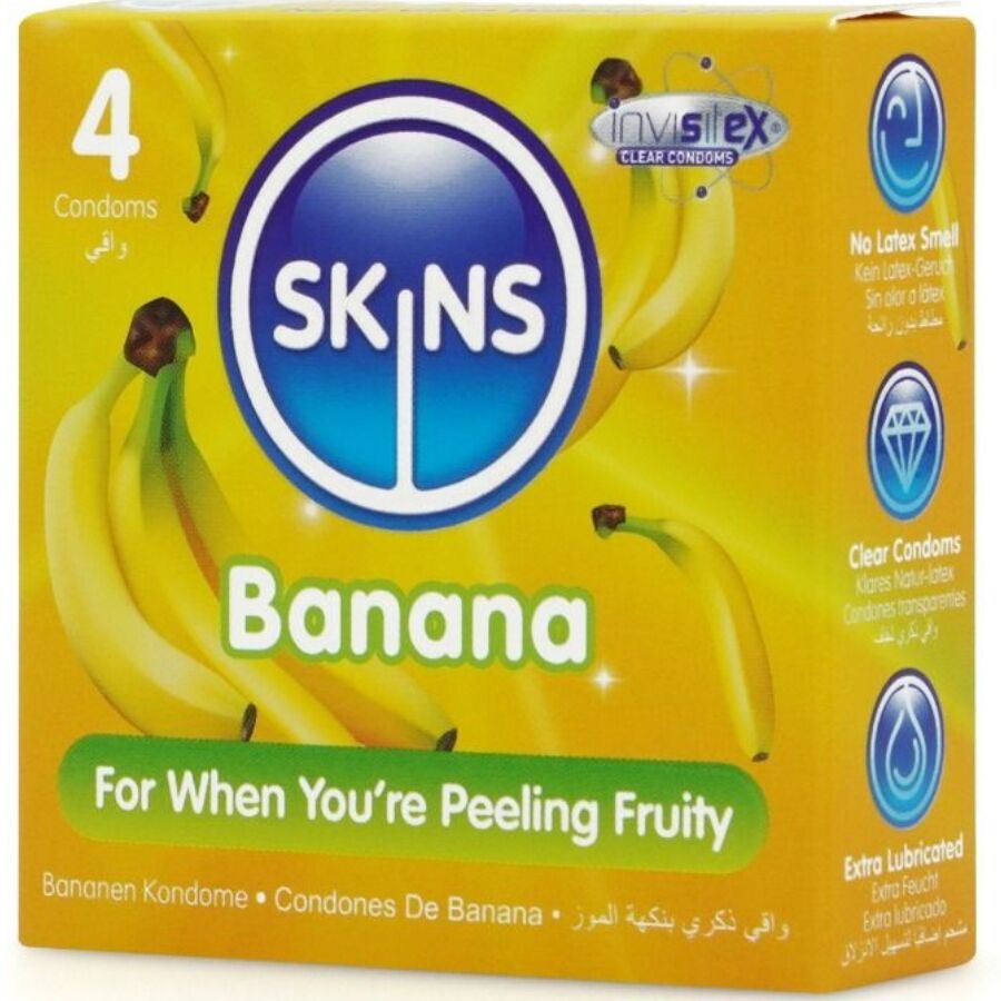 SKINS - PRESERVATIVI BANANA PREMIUM CONFEZIONE DA 4 – Profumo – foto 2