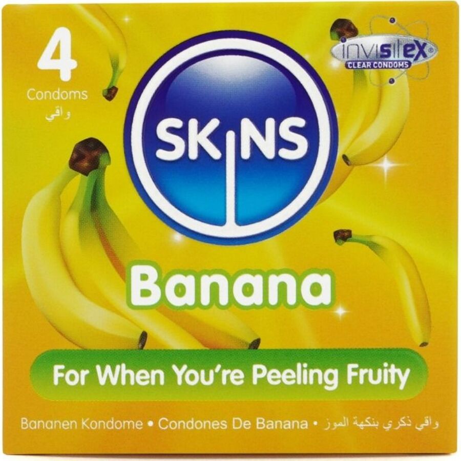 SKINS - PRESERVATIVI BANANA PREMIUM CONFEZIONE DA 4 – Profumo