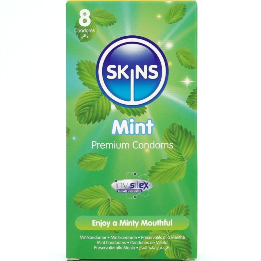 SKINS - PRESERVATIVI PREMIUM ALLA MENTA CONFEZIONE DA 8 – Profumo