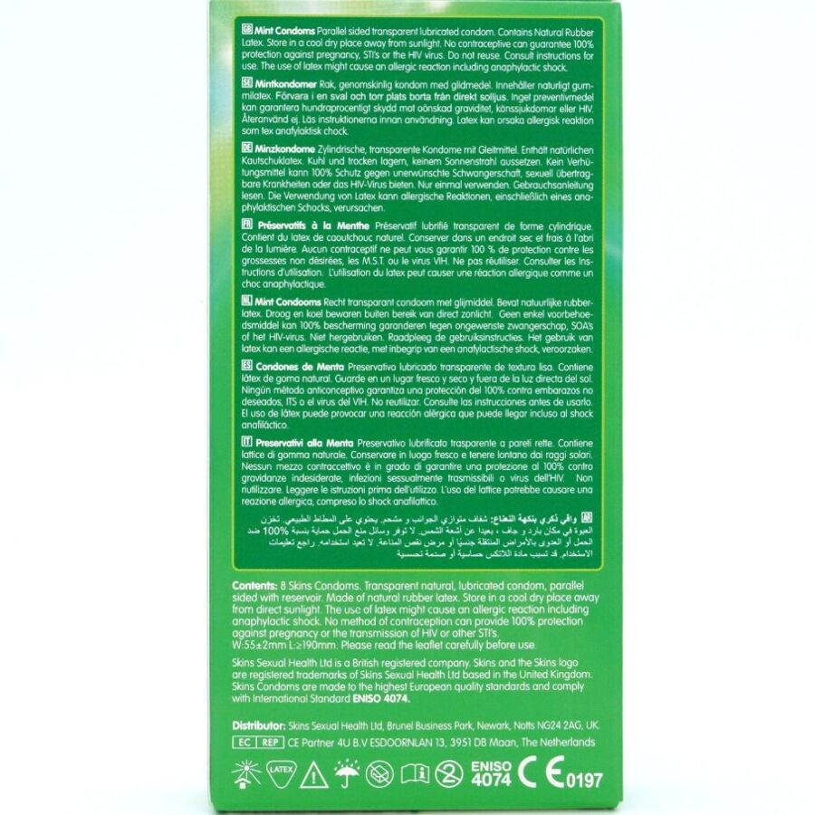 SKINS - PRESERVATIVI PREMIUM ALLA MENTA CONFEZIONE DA 8 – Profumo – foto 4
