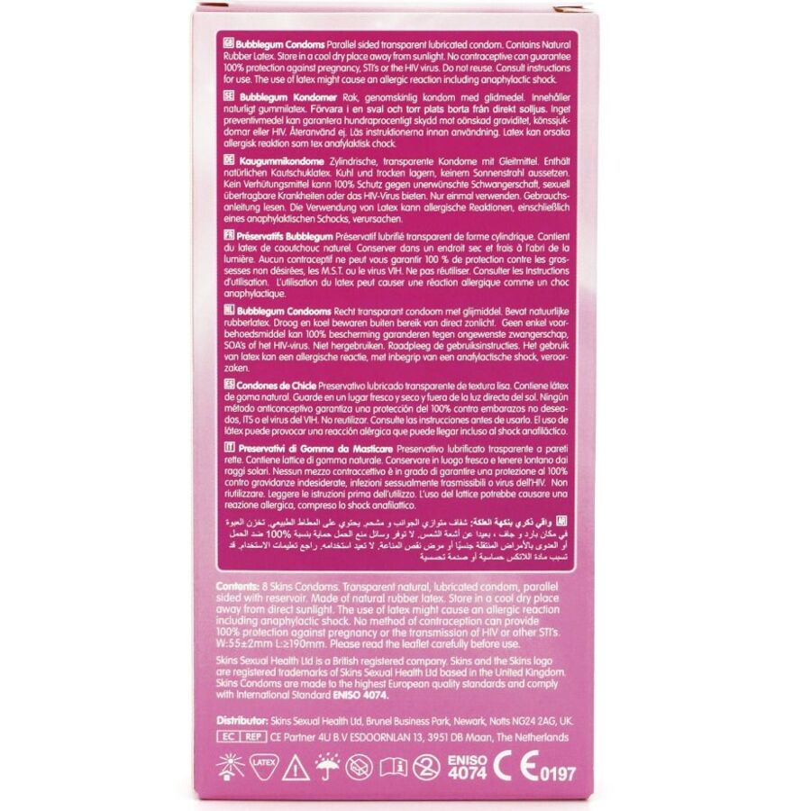 SKINS - BUBBLEGUM PREMIUM CONDOM CONFEZIONE DA 8 – Profumo – foto 4