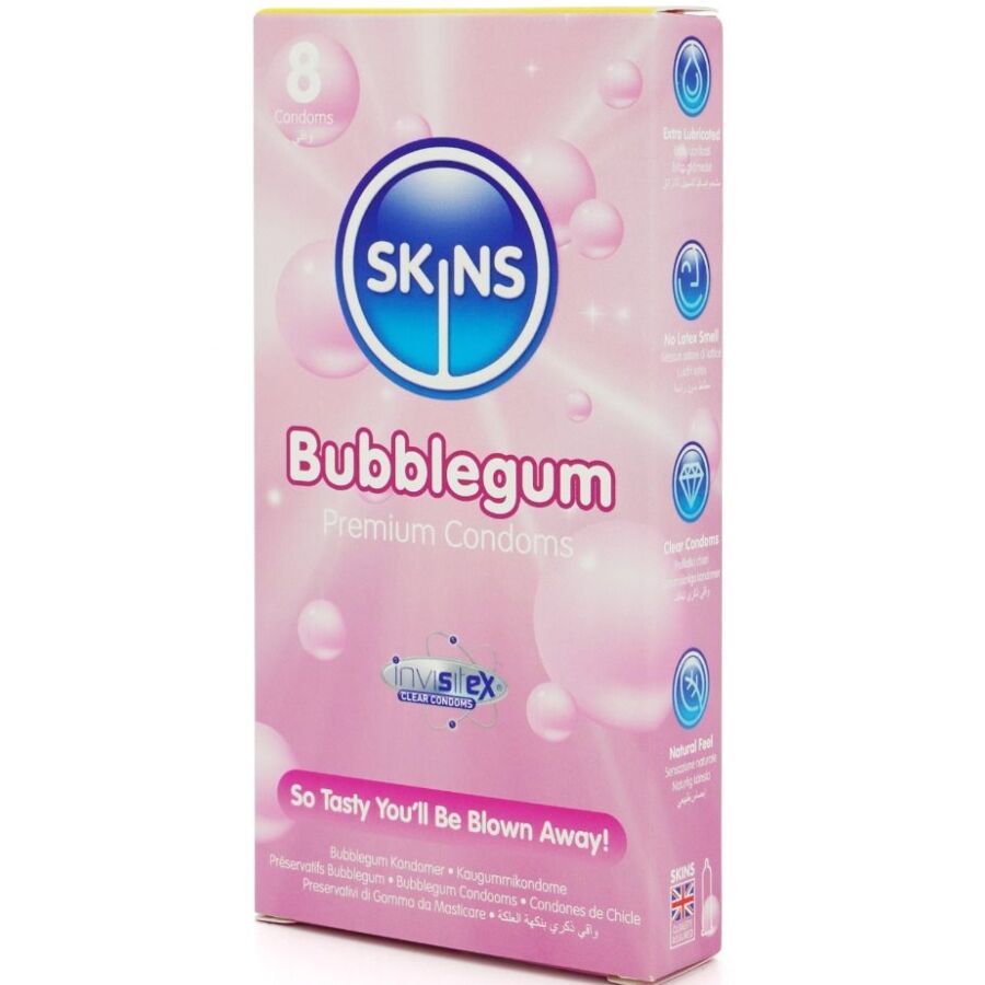SKINS - BUBBLEGUM PREMIUM CONDOM CONFEZIONE DA 8 – Profumo – foto 2