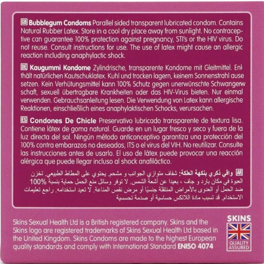 SKINS - BUBBLEGUM PREMIUM CONDOM CONFEZIONE DA 4 – Profumo – foto 4