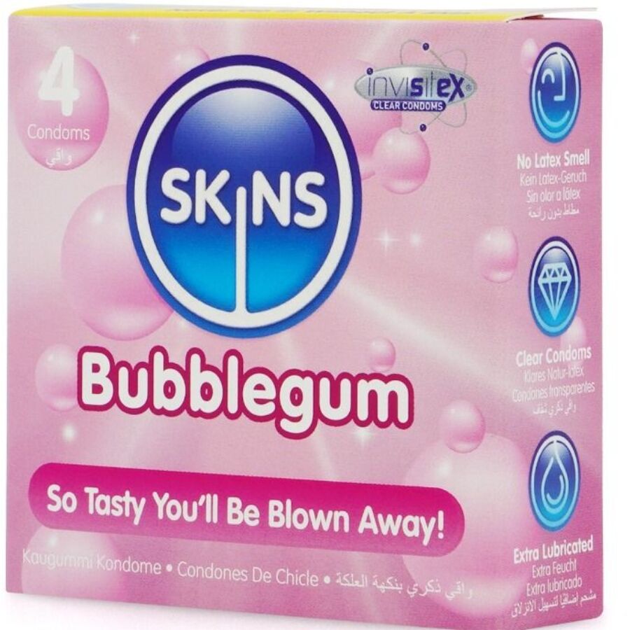 SKINS - BUBBLEGUM PREMIUM CONDOM CONFEZIONE DA 4 – Profumo – foto 2