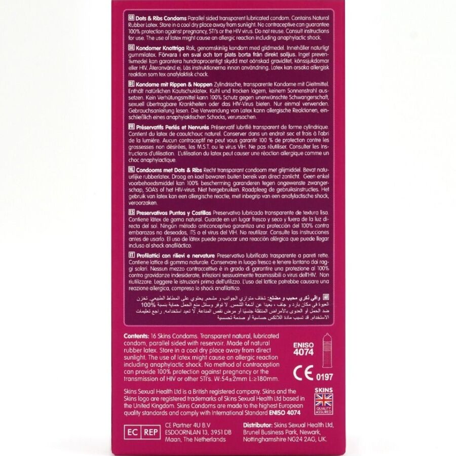 SKINS - DOTS & RIBS PREMIUM CONDOMS CONFEZIONE DA 16 – Punti e smagliature – foto 4
