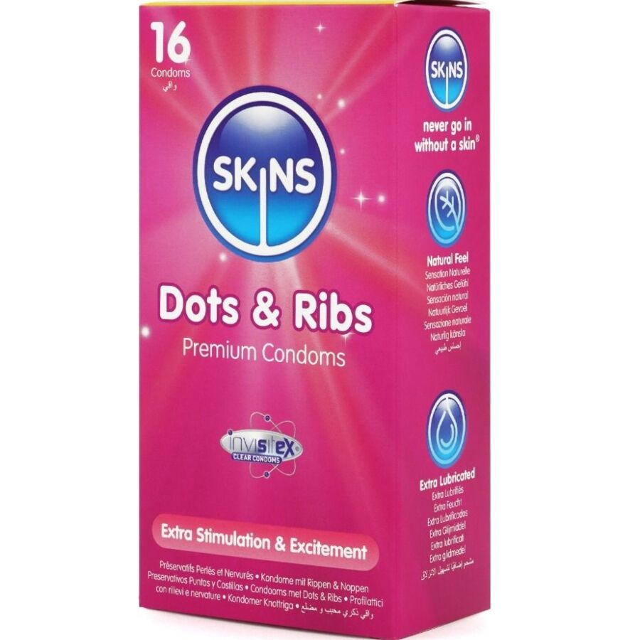 SKINS - DOTS & RIBS PREMIUM CONDOMS CONFEZIONE DA 16 – Punti e smagliature – foto 2