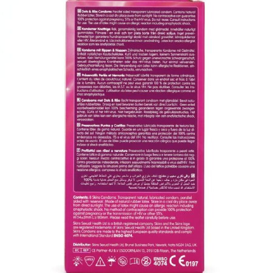 SKINS - DOTS & RIBS PREMIUM CONDOMS CONFEZIONE DA 8 – Punti e smagliature – foto 4