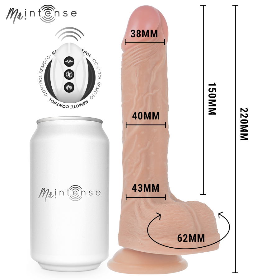 MR INTENSE - BALDWIN REALISTICO MULTIFUNZIONALE CON VIBRAZIONE, SU E GIÙ TELECOMANDO, 22 CM - OPPURE - 4 CM – Vibratori realistici – foto 2