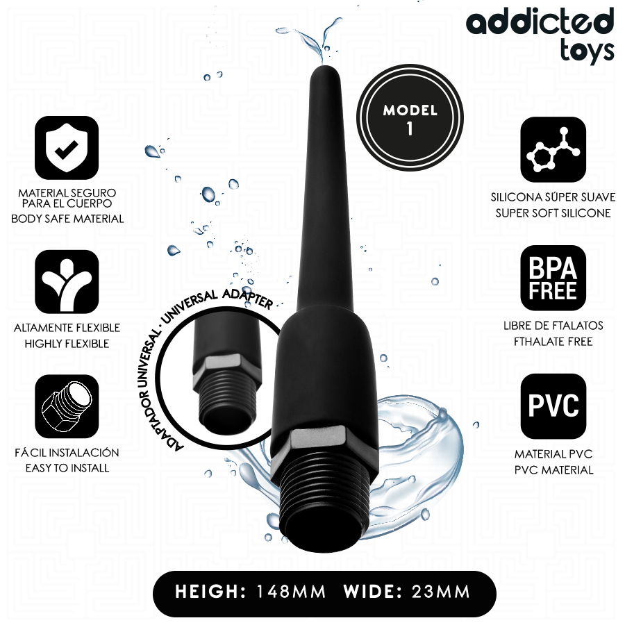 ADDICTED TOYS - PULITORE ANALE CON ADATTATORE UNIVERSALE MODELLO 1 – Doccia anale