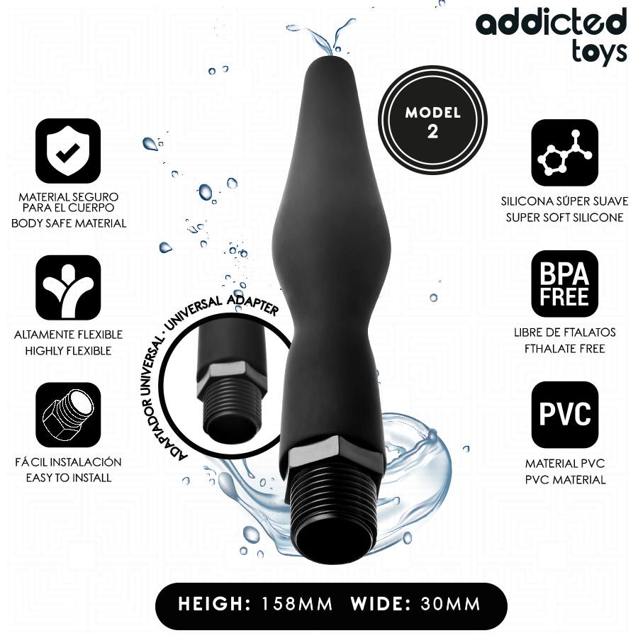 ADDICTED TOYS - PULITORE ANALE CON ADATTATORE UNIVERSALE MODELLO 2 – Doccia anale