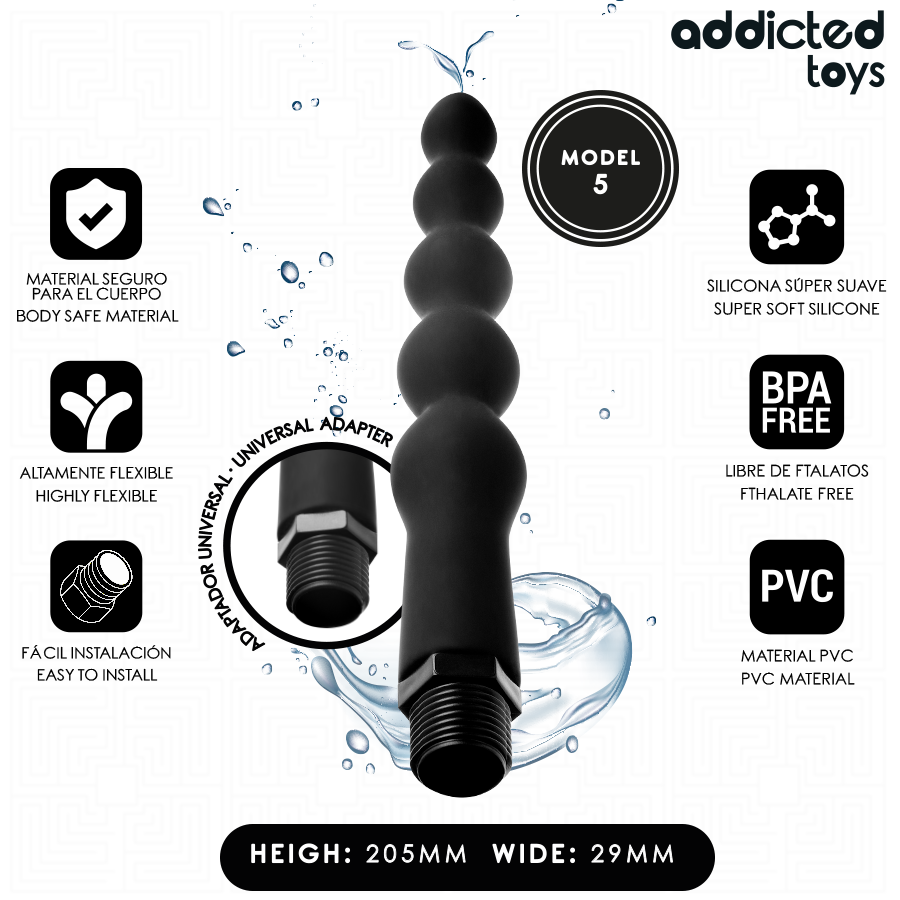 ADDICTED TOYS - PULITORE ANALE CON ADATTATORE UNIVERSALE MODELLO 5 – Doccia anale