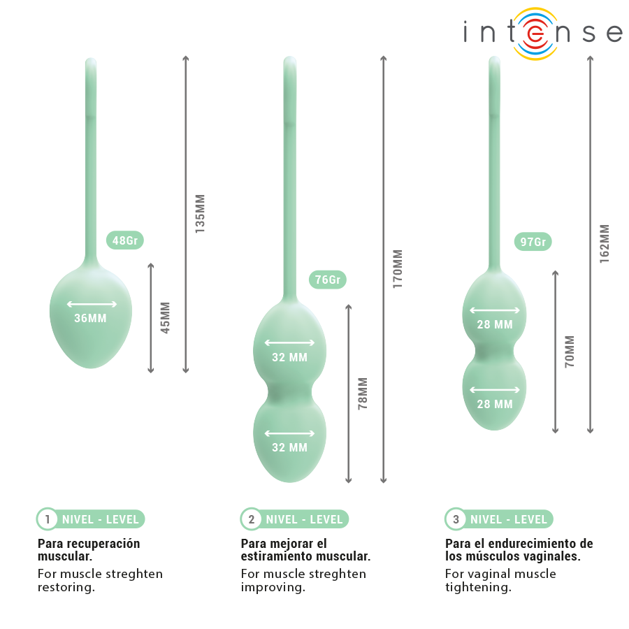 INTENSE - KIT PALLINE KEGEL CHARLI VERDE CHIARO – Sfere di silicone – foto 5