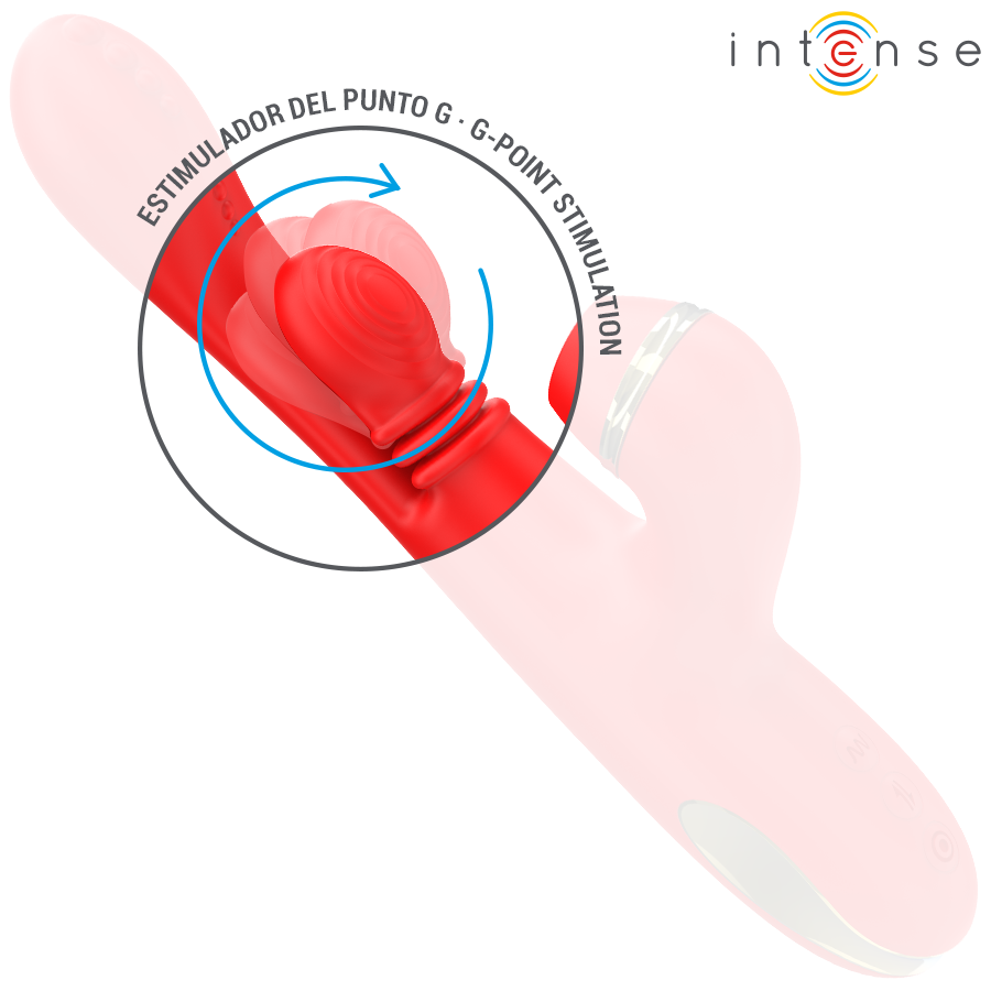 INTENSE - KATY STIMOLATORE CLITORIDEO MULTIFUNZIONE 4 TESTINE INTERCAMBIABILI ROSSO – Rotatori vibranti – foto 5