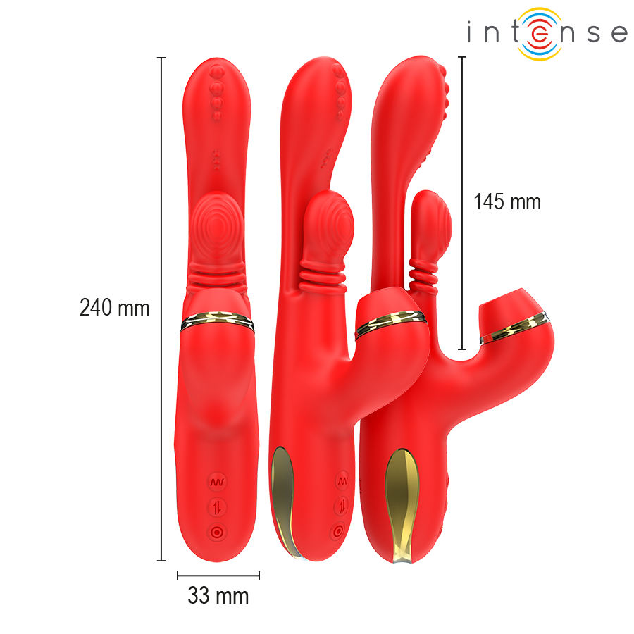 INTENSE - KATY STIMOLATORE CLITORIDEO MULTIFUNZIONE 4 TESTINE INTERCAMBIABILI ROSSO – Rotatori vibranti – foto 3