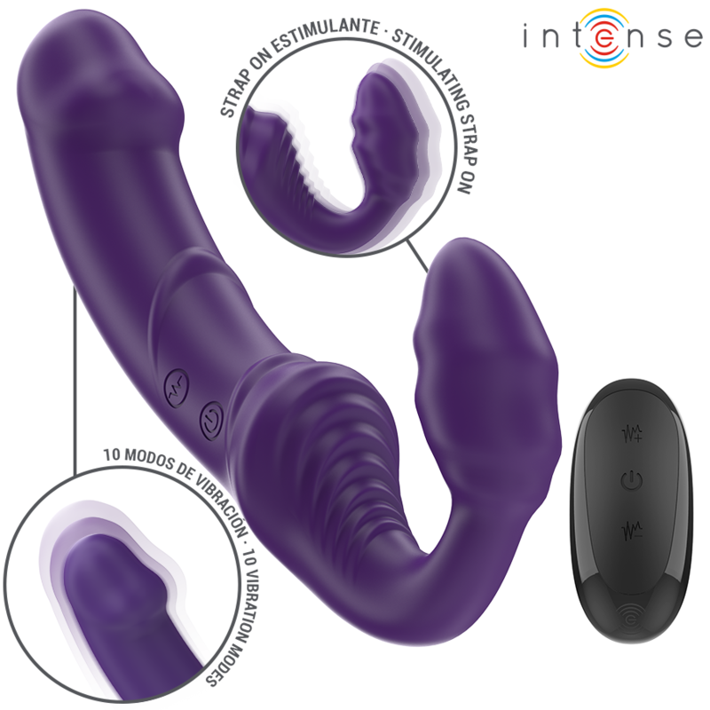 INTENSE - JILL DOPPIO VIBRATORE 20 CM VIOLA TELECOMANDO – Vibratori a punto G – foto 2