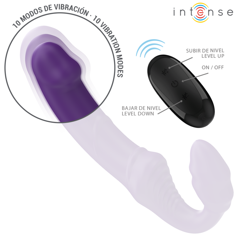 INTENSE - JILL DOPPIO VIBRATORE 20 CM VIOLA TELECOMANDO – Vibratori a punto G – foto 5