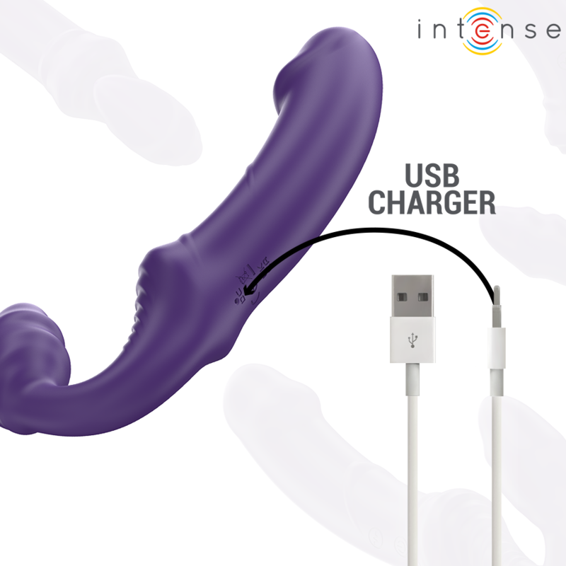 INTENSE - JILL DOPPIO VIBRATORE 20 CM VIOLA TELECOMANDO – Vibratori a punto G – foto 7