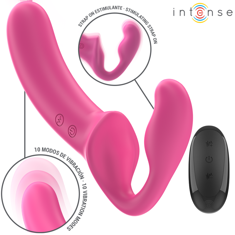 INTENSE - AMY DOPPIO VIBRATORE 20 CM ROSA TELECOMANDO – Vibratori a punto G – foto 2
