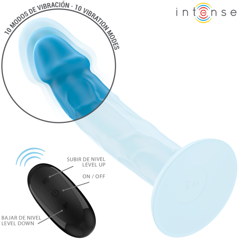INTENSE - PHOEBE VIBRATORE REALISTICO 10 VIBRAZIONI TELECOMANDO BLU – Vibratori a punto G – foto 4