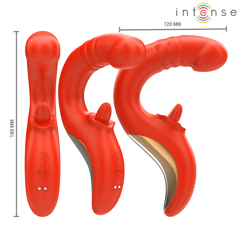 INTENSE - PAULINA VIBRATORE E STIMOLATORE A FORMA DI U ROSSO – Vibratore per coppie UD – foto 4