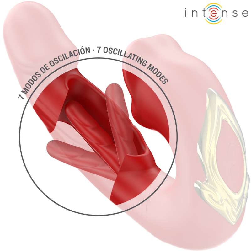 INTENSE - NATHY DOPPIO VIBRATORE CON BOCCA STIMOLANTE MULTIFUNZIONE ROSSO – Vibratore per coppie UD – foto 4