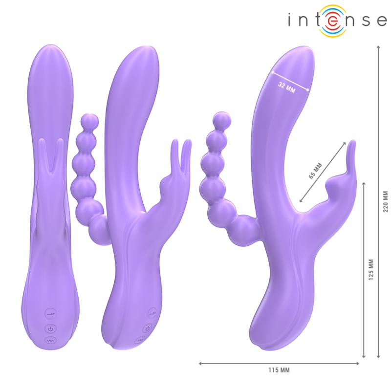 INTENSE - MIKO TRIPLO VIBRATORE CONIGLIO & STIMOLATORE & ANALE 7 VIBRAZIONI VIOLA – Vibratori HI-TECH – foto 3